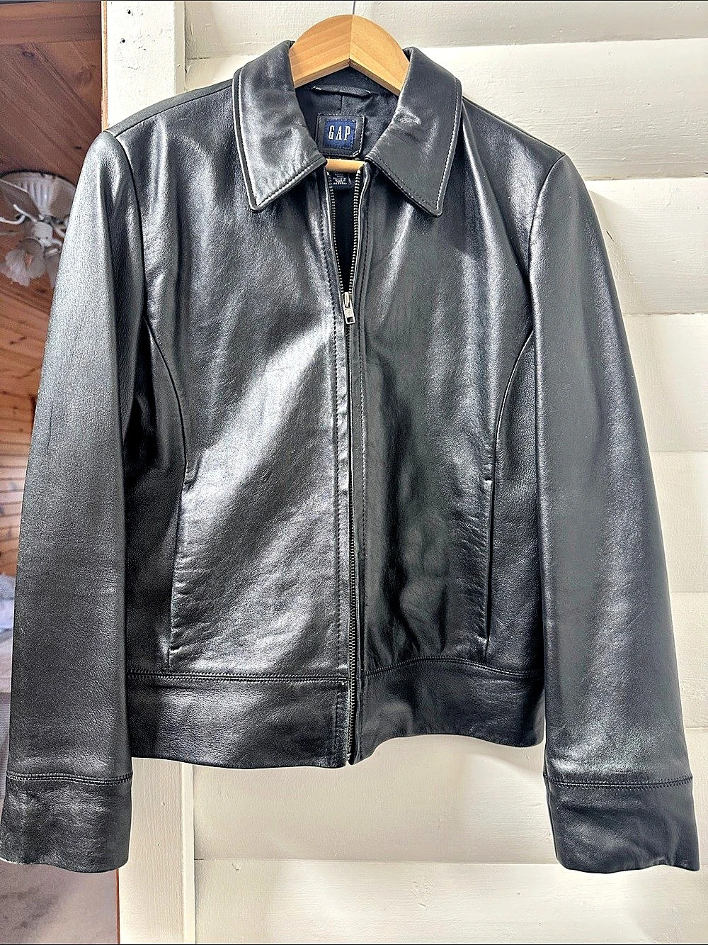 GAP Leather Jacket in Black Like New size X Small